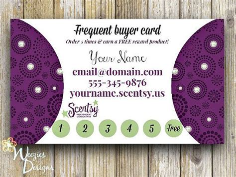 You then have the option to print a template from your scentsy workstation or design your own and print. Scentsy Frequent Buyer Card, Business Card, Direct Sales ...