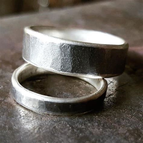 Silver And Iron Ring Unique Mens Ring Forged And Etsy Iron Jewelry