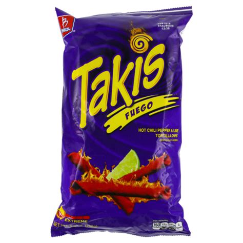 Takis Fuego Hot Chili Pepper Lime Tortilla Chips Oz G