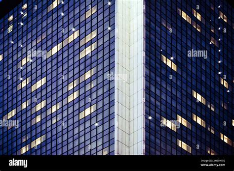 Glass Office Builing At Nght Close Up Stock Photo Alamy