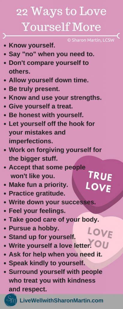 22 Ways To Love Yourself More Live Well With Sharon Martin