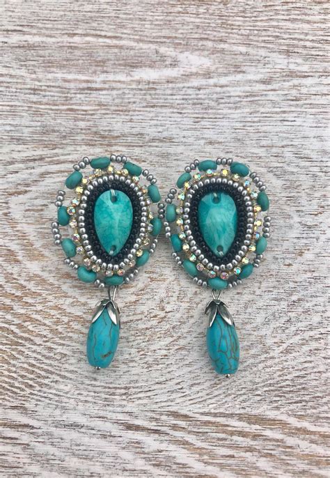 Turquoise Beaded Earrings Etsy