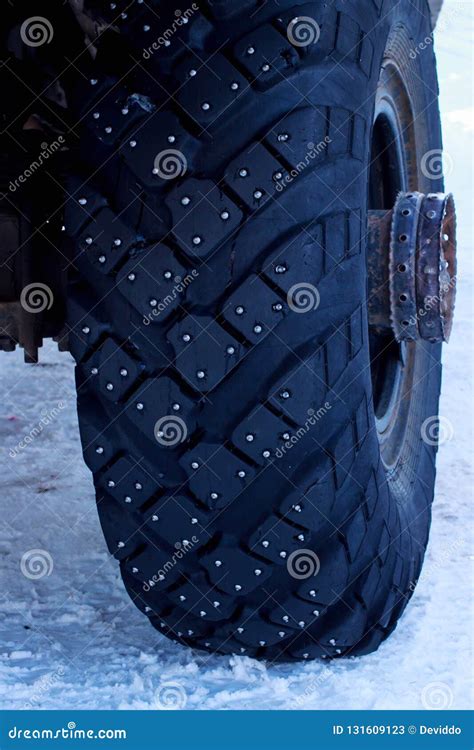 Studded Tires On Snow Stock Image Image Of Close Outdoor 131609123