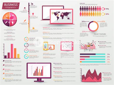 A Big Set Of Various Infographic Elements Including Statistical Charts