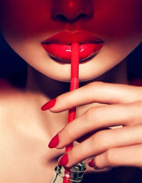 Red Lips Red Nails Red Straw Lips Vogue Germany Camilla Lips