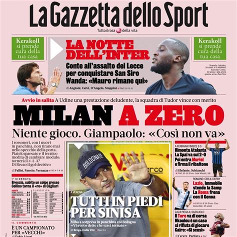 Prime Pagine Sportive Oggi Ogni Giorno La Rassegna Stampa Di Spaziomilan It Con Le Prime