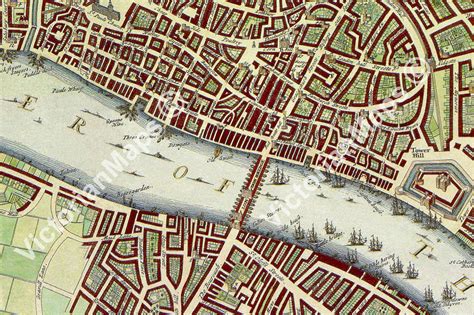 Antique 17th Century Mary Stuart London Guide Map W Hollar 1688 Art