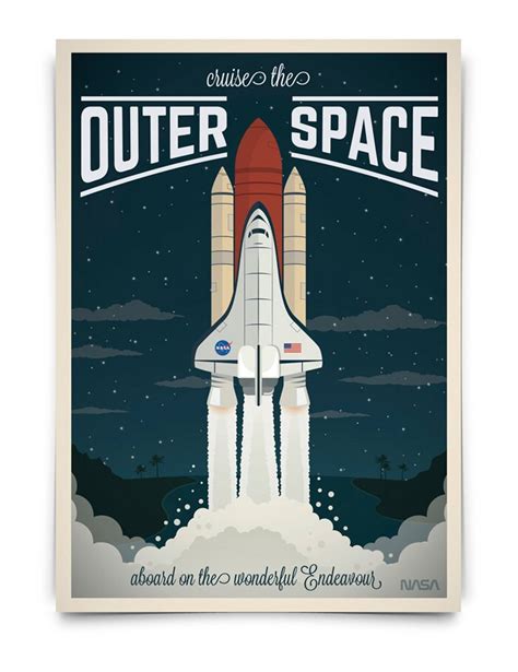 Spaceship Vintage Travel Poster Space Shuttle Universe Travel