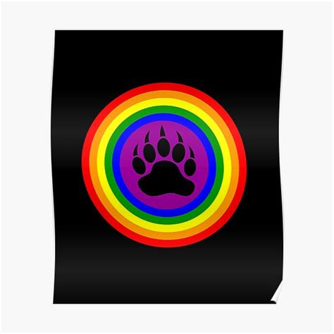 Gay Bear Bear Paw LGBT Rainbow Circle Poster For Sale By Sleazoid