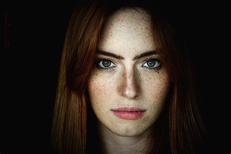 women, Redhead, Freckles, Face, Looking At Viewer, Closeup ...
