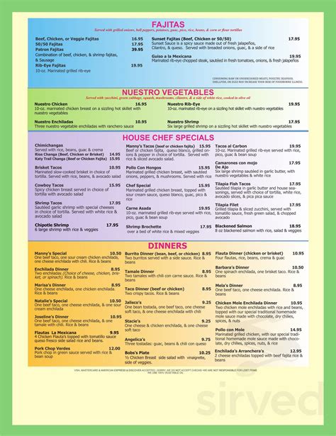 Manny S Tex Mex Menus In Sachse Texas United States