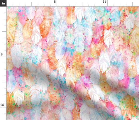 Pastel Princess Feathers Fabric Spoonflower