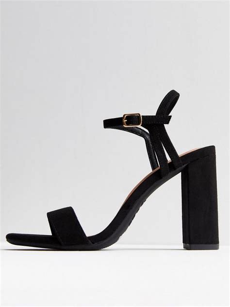 New Look Black Suedette Block Heel Strappy Sandals Uk
