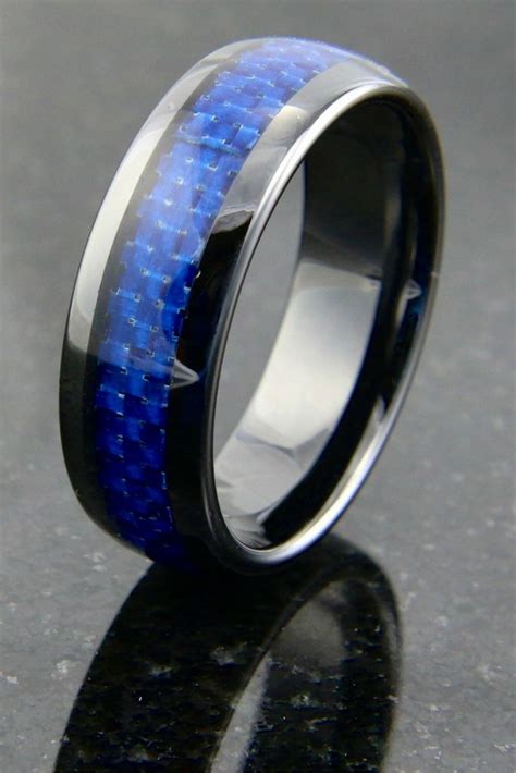 Carbon Blue Mens Wedding Rings Black Mens Wedding Rings Platinum