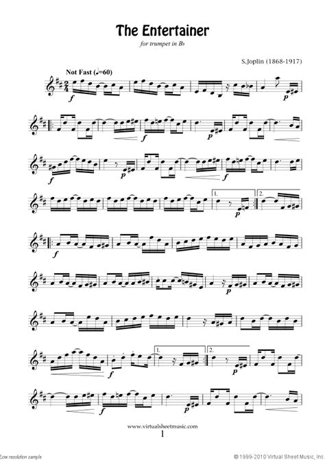 Browse all jazz trumpet sheet music. Free Joplin - The Entertainer trumpet sheet music PDF