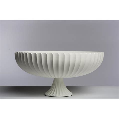 Kinsley Modern Classic White Decorative Ribbed Deep Footed Bowl