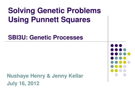 Punnett squares are used to figure out the possible gene combinations from a genetic cross. PPT - Solving Genetic Problems Using Punnett Squares SBI3U ...