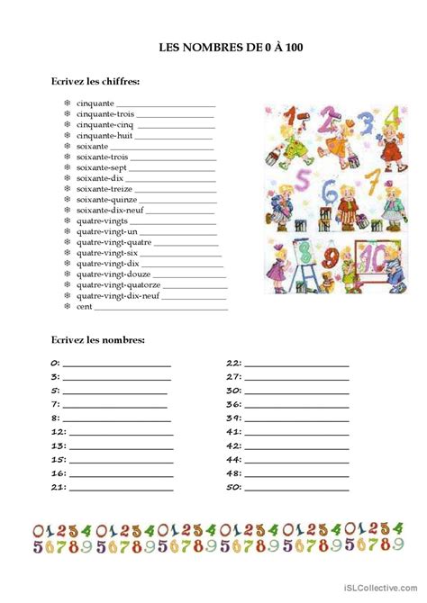 Les Nombres Français Fle Fiches Pedagogiques Pdf And Doc