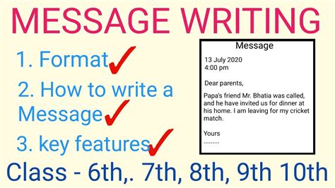 How Write A Message Message Writing For Classes 6th 7th 8th 9th