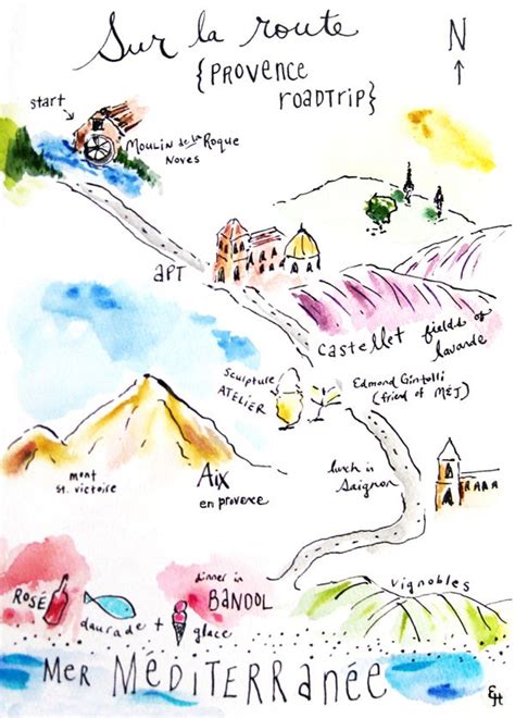 Provence Roadtrip~love Her Sketches Road Trip Travel Maps Provence
