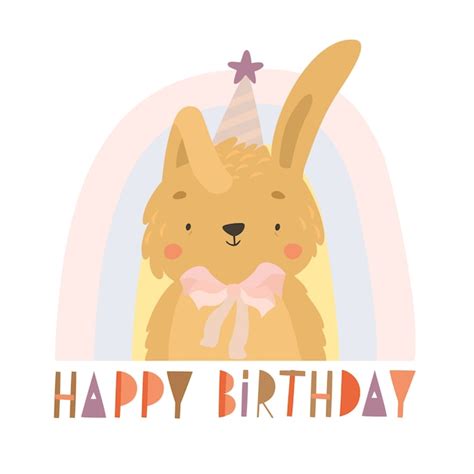 Free Vector Hand Drawn Bunny Birthday Greeting Card