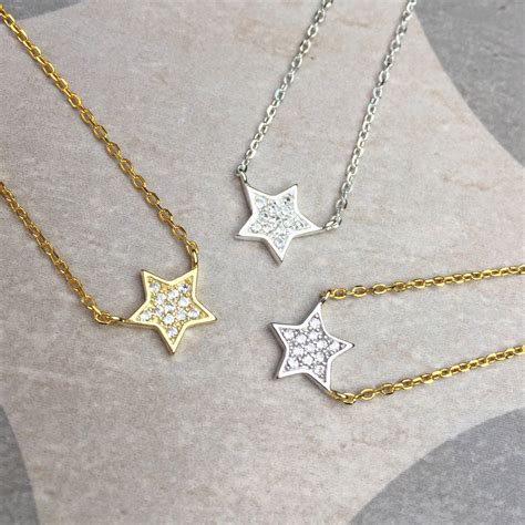 Sterling Silver Crystal Star Necklace By Ashiana London