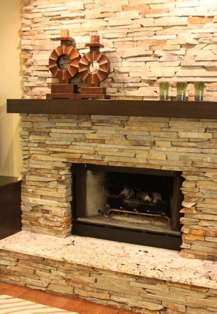 I Want A Thick Rustic Shelf Over My Stone Fireplace Love That Ledge