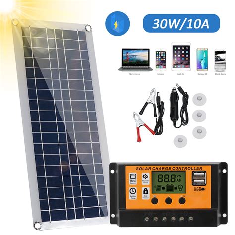 Solar Panel Kit 30w 12v Monocrystalline Battery Charger Maintainer With