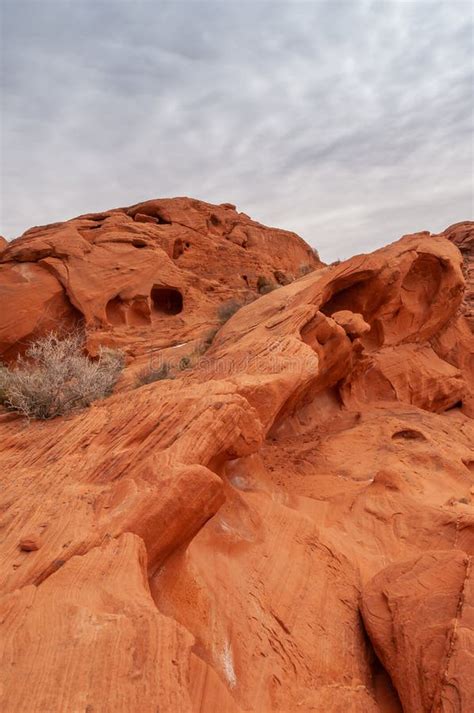 Naturally Shaped Holes And Caves In Red Rock Valley Of Fire Nevada