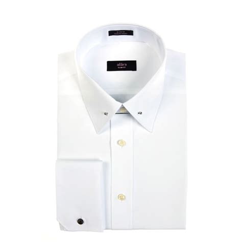 Alara Mens White Egyptian Cotton Formal Dress Shirt With Collar Bar