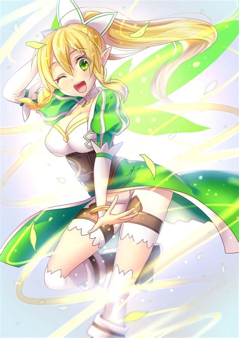 1girl Blondehair Pechos Trenza De Escisión Duende Greeneyes Hanasakimahiru Sword Art Online