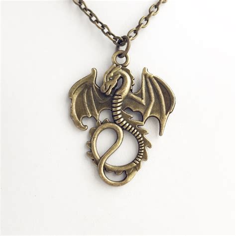 Dragon Necklace Bronze Dragon Pendant Etsy