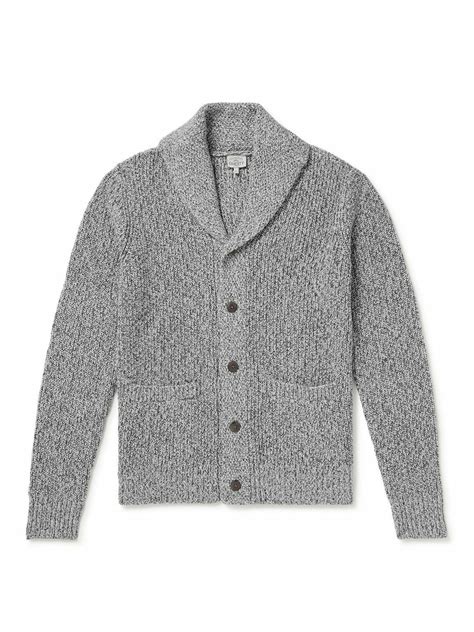 Faherty Shawl Collar Cotton And Cashmere Blend Cardigan Gray Faherty