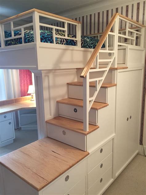 Loft Bed With Stairs Drawers Closet Shelves And Desk Dormitorios