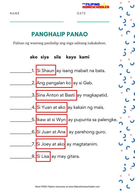 Posts About Panghalip Na Panao Worksheets On Samut Samot Filipino Images