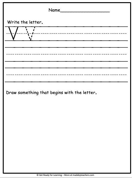Write And Draw Uppercase Letter V Worksheet Made By Teachers