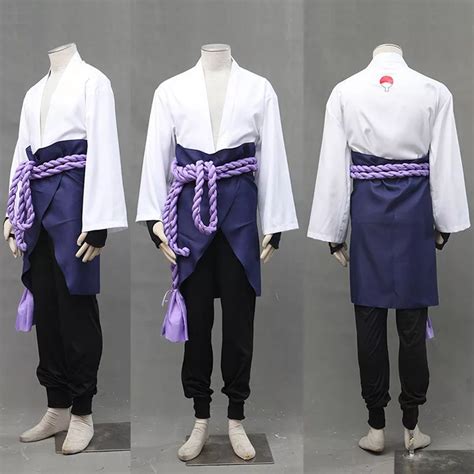 Sasuke Uchiha Cosplay Costumes White Shirt Uniform Outfits For Mens