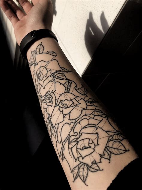 Healed Roses Linework Tattoo By Black G Instagram ️ Blackg Line