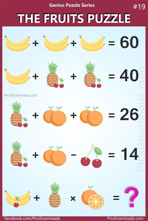 The Fruits Puzzle Genius Puzzle Series 19 Banana Orange Pineapple