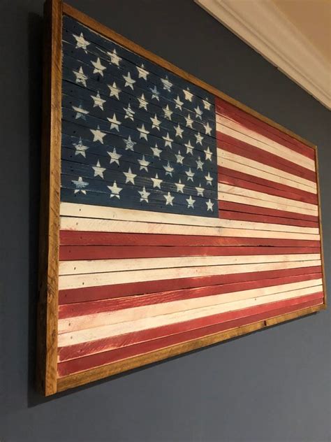 American Flag Wood Wall Art Decor Etsy