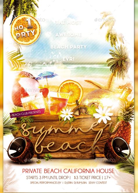 Summer Beach Party Invitation Design Template With Line Art Icons Stock My Xxx Hot Girl