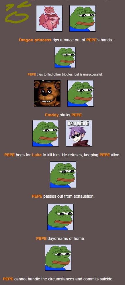 If you're a fan of this game, then you've come to the right place. pepe's sad streak | Hunger Games Simulator | Know Your Meme