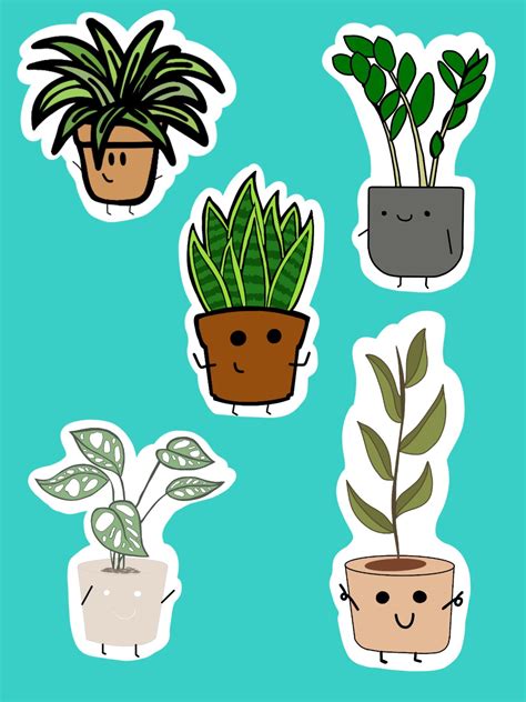 Happy Plant Sticker Pack Plant Laptop Decal Plant Water Etsy