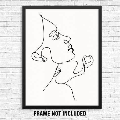 Beauty tips that will make him melt. Sincerely, Not | Abstract Line Drawing Faces Wall Decor ...