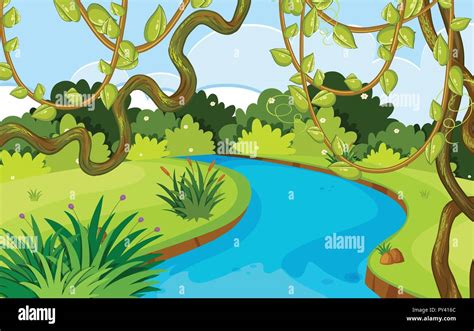 A Beautiful River Landscape Illustration Stock Vector Image And Art Alamy