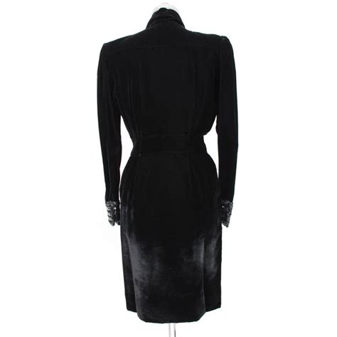 1980s Emanuel Ungaro Black Swaroski Silk Velvet Evening Dress For Sale