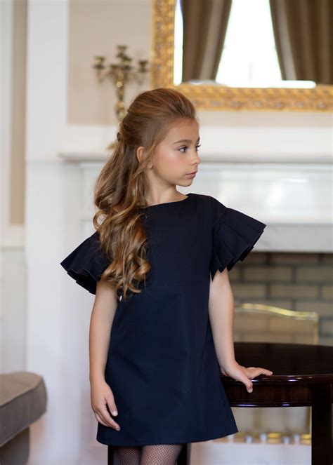 Nadia In Ange Navy Dress From Amelie Et Sophie Girls Couture