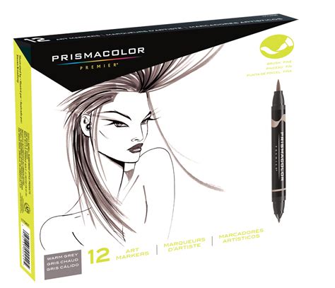 Prismacolor Premier Brush Marker Set Of 12 Warm Gray Rex Art Supplies