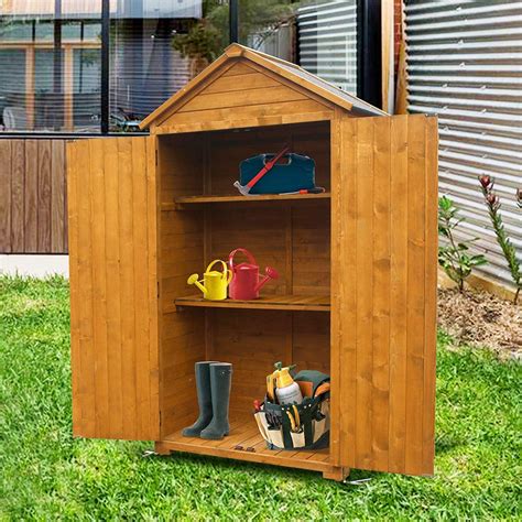 Mcombo Outdoor Wooden Storage Cabinet Backyard Garden Shed Tool Sheds