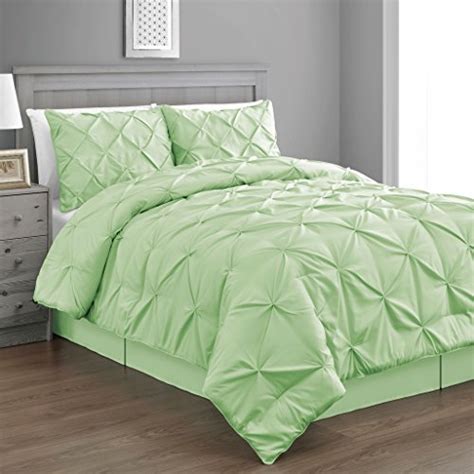 Pinch Pleat Mintgreen Color Twin Size 3 Piece Comforter Set Bed Cover By Cozy Beddings Buy